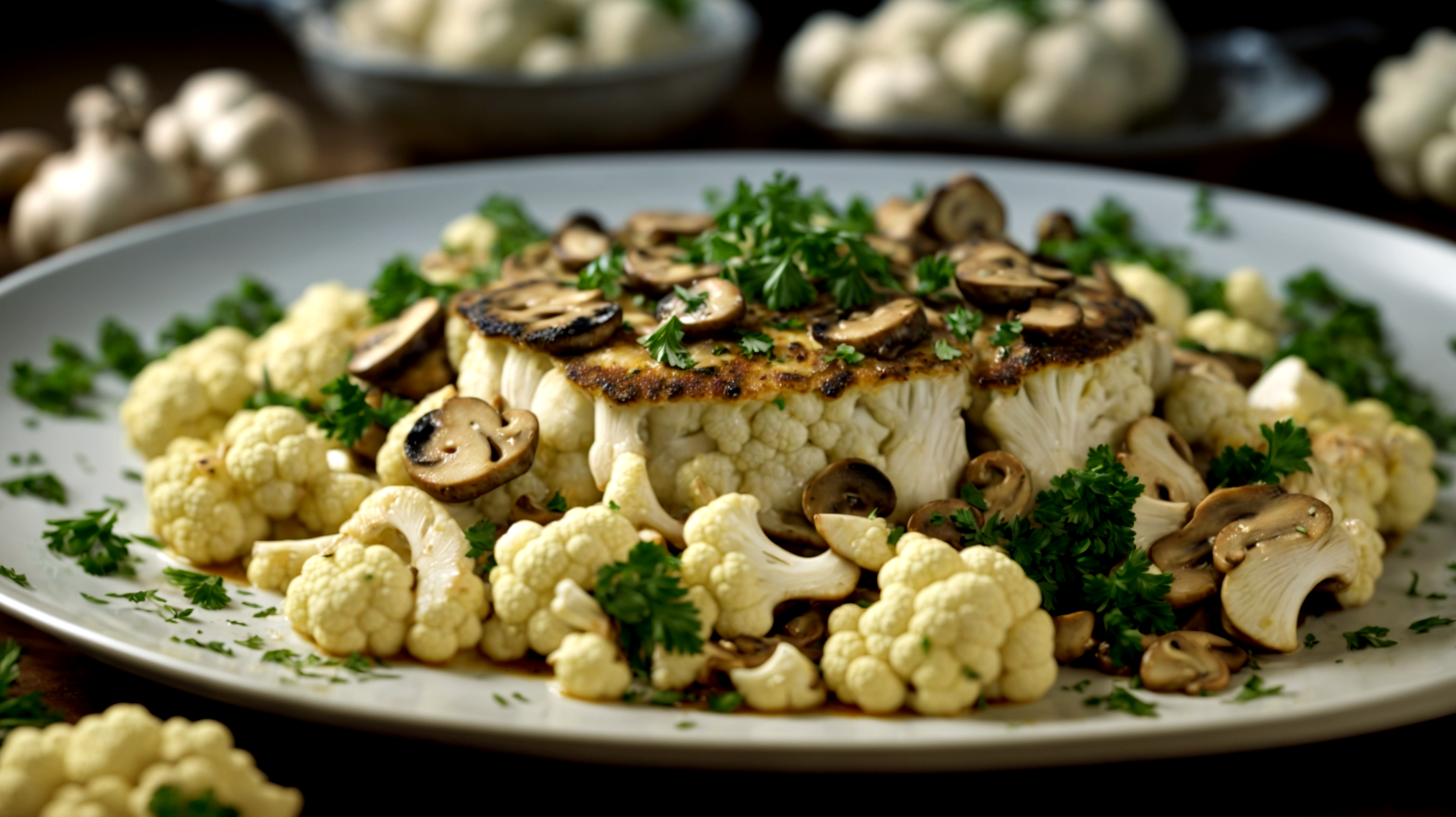 Scaloppine di tacchino cavolfiore funghi porcini"