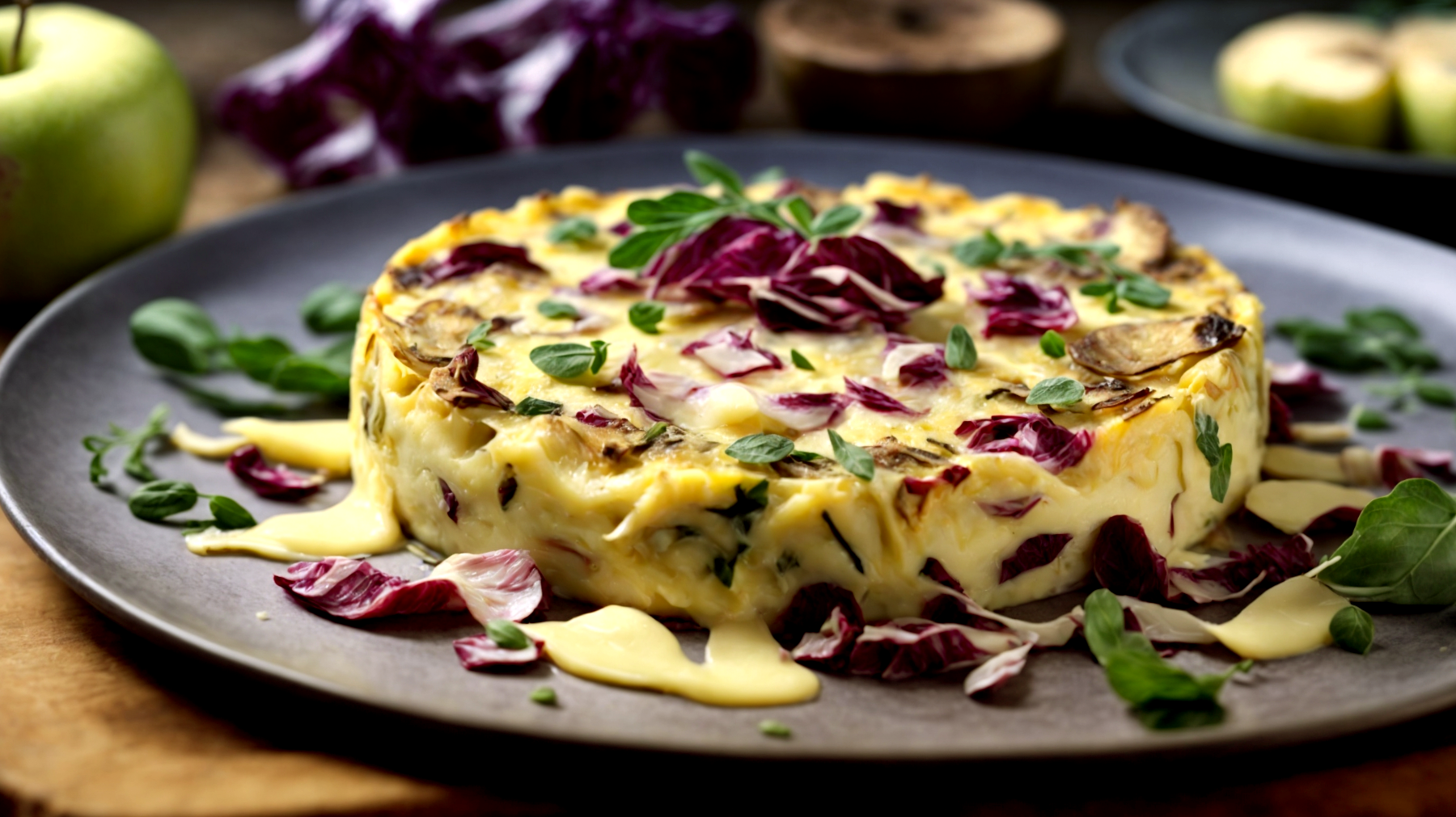 Frittata mele radicchio formaggio taleggio"