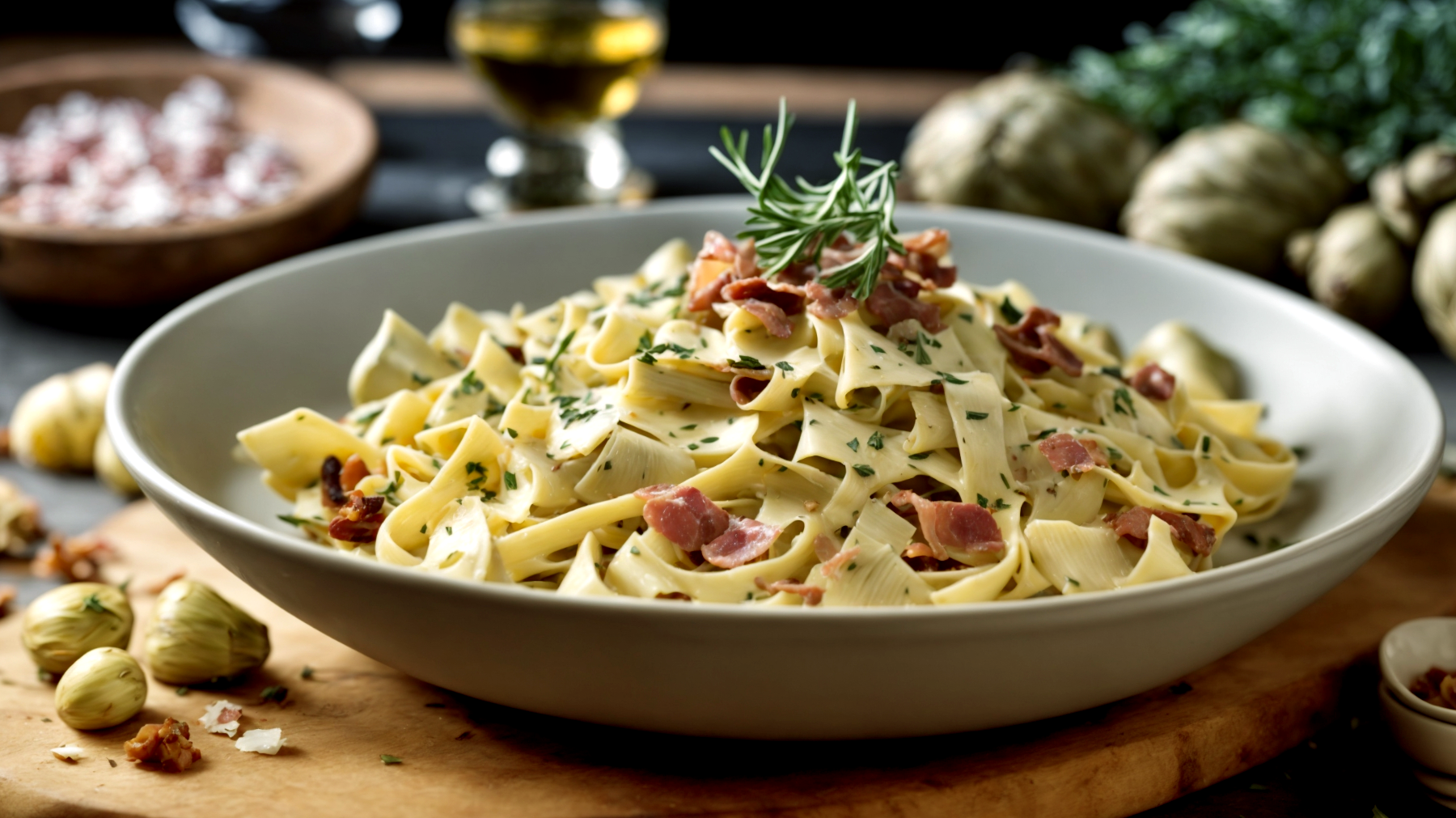 Pasta carciofi pancetta"