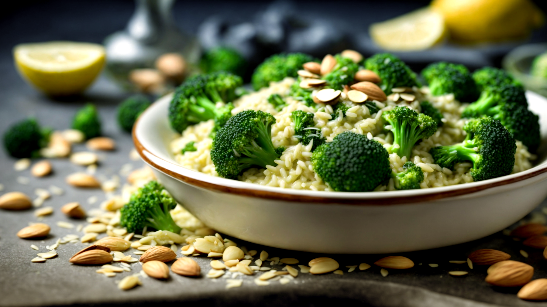 Risotto limone broccoli mandorle"