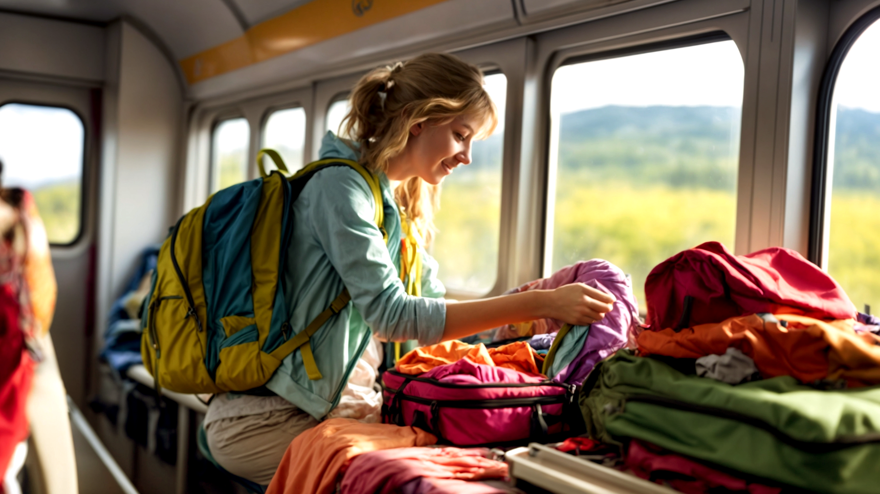 treno zaino paesaggio"